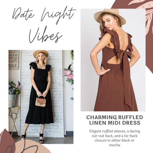 The Most Elegant Ruffled Linen Midi Dress for Your Next Date Night