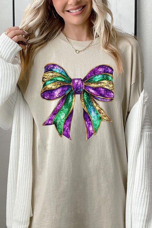 Mardi Gras Bow Graphic Heavy Cotton Tee