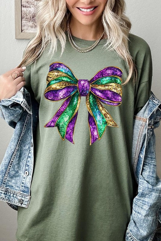 Mardi Gras Bow Graphic Heavy Cotton Tee