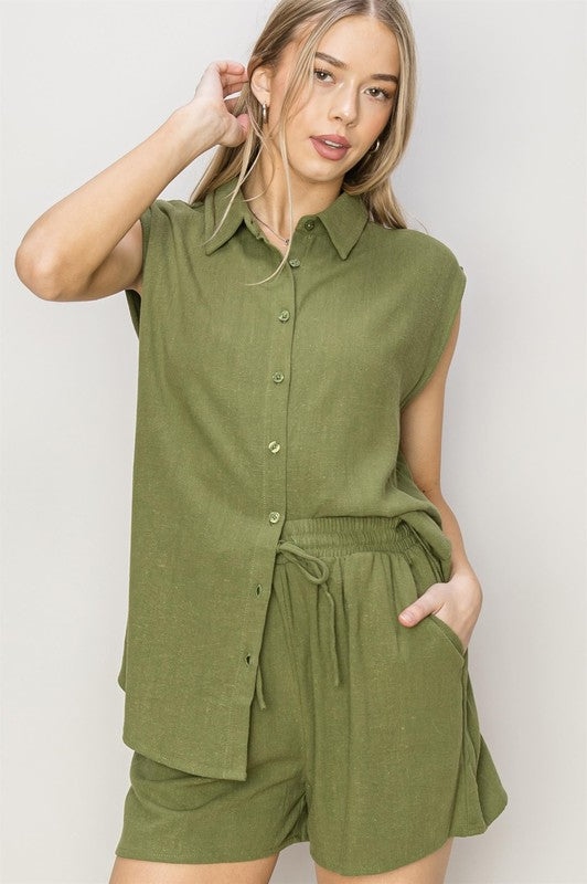 Rule The World Linen Shorts Set