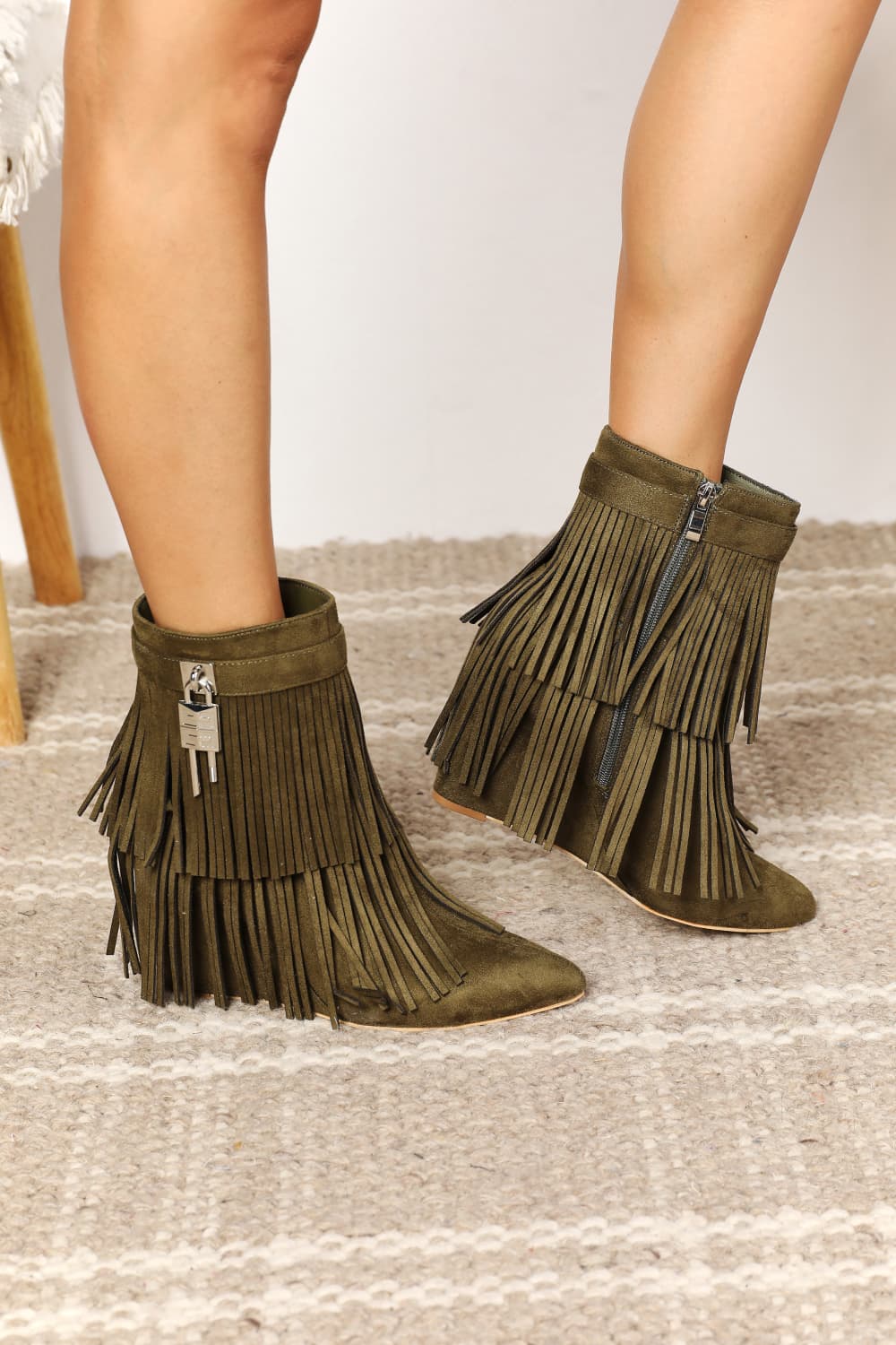 Boho Charm Tassel Wedge Booties