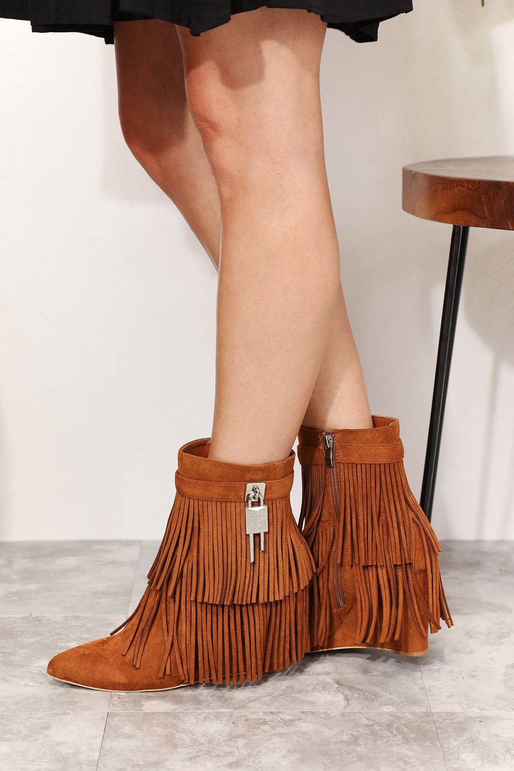 Boho Charm Tassel Wedge Booties
