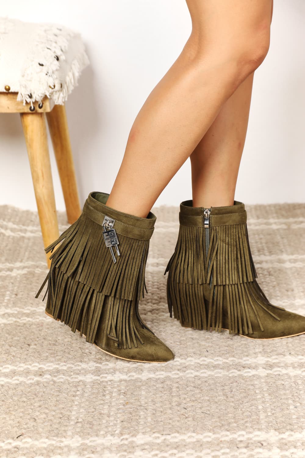 Boho Charm Tassel Wedge Booties