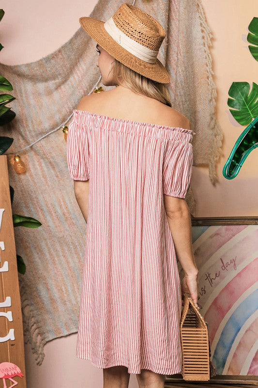 Off The Shoulder Dress with CF Button Detail