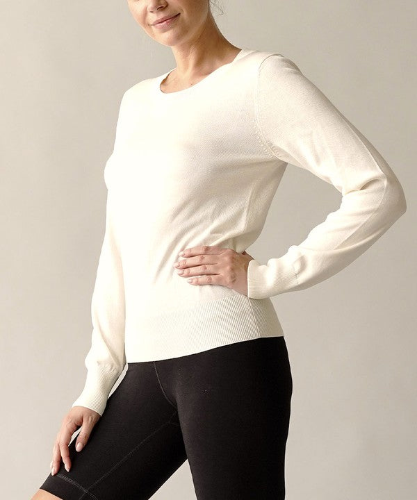 BAMBOO SWEATER CREW NECK TOP