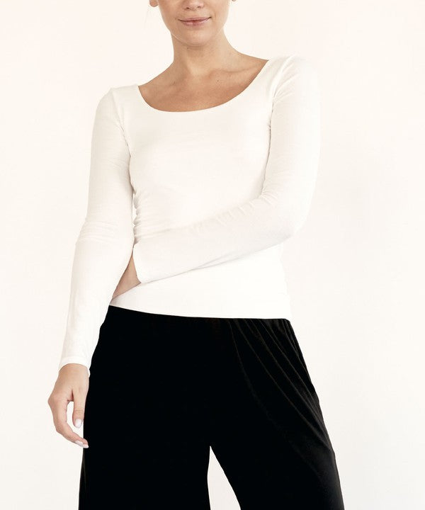 BAMBOO LONG SLEEVE DOUBLE LAYERED TOP