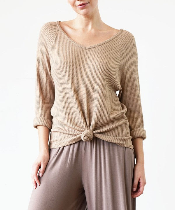BAMBOO WAFFLE LOOST FIT TOP