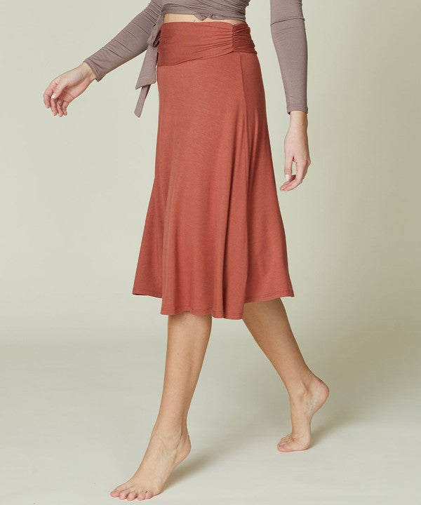 BAMBOO FLARED MID LENGTH SKIRT