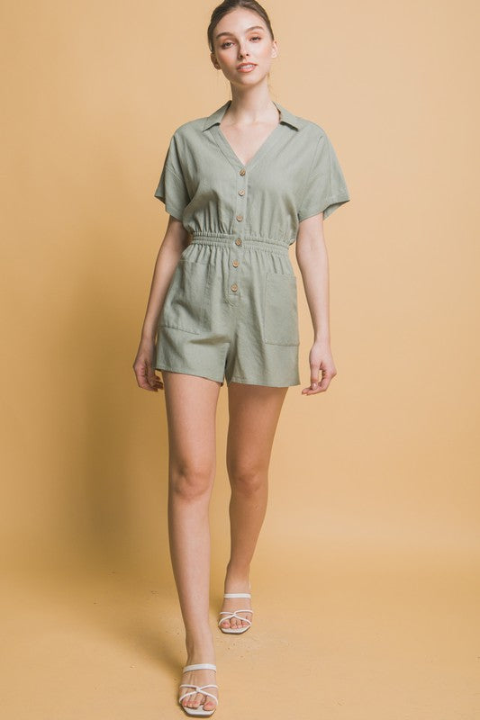 Time For Adventure Linen Button Down Romper