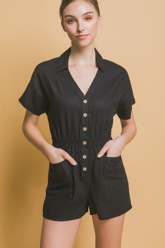 Time For Adventure Linen Button Down Romper