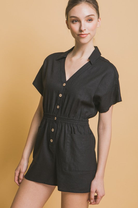 Time For Adventure Linen Button Down Romper