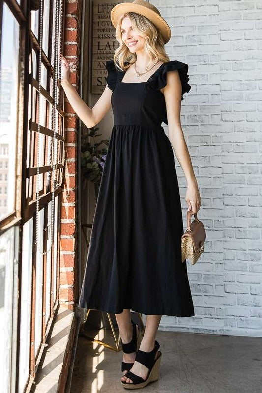 Charming Ruffled Linen Midi Dress