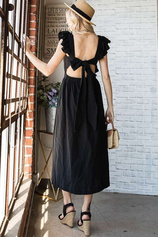 Charming Ruffled Linen Midi Dress