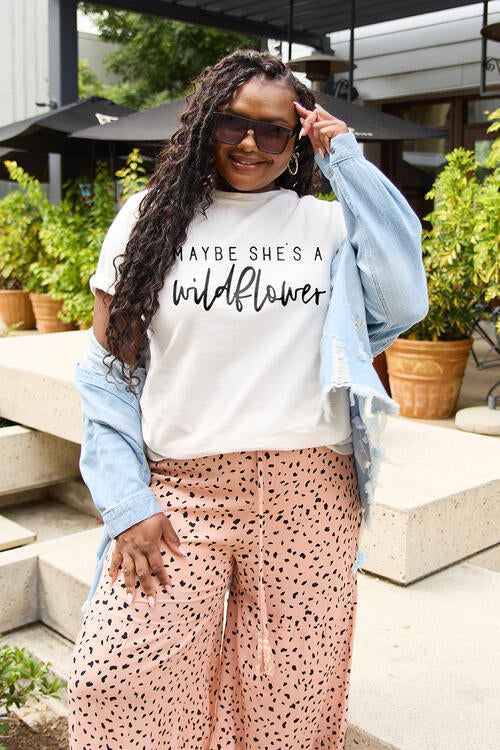 Simply Love Full Size MAYBE SHE'S A WILDFLOWER Short Sleeve T-Shirt