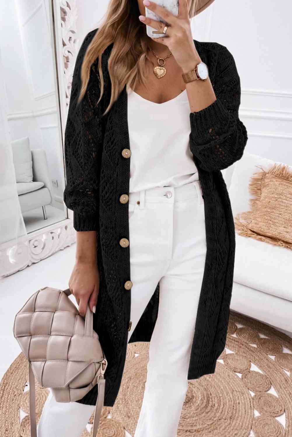 V-Neck Long Sleeve Cardigan