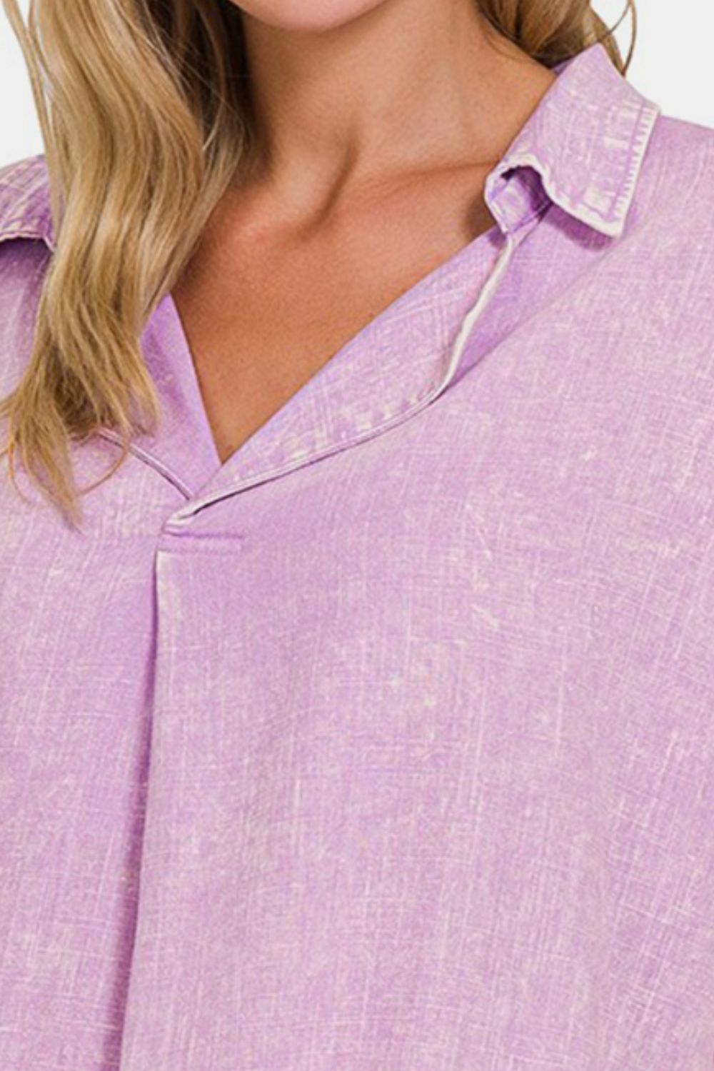 Lavender Dreams Linen V-Neck Shirt