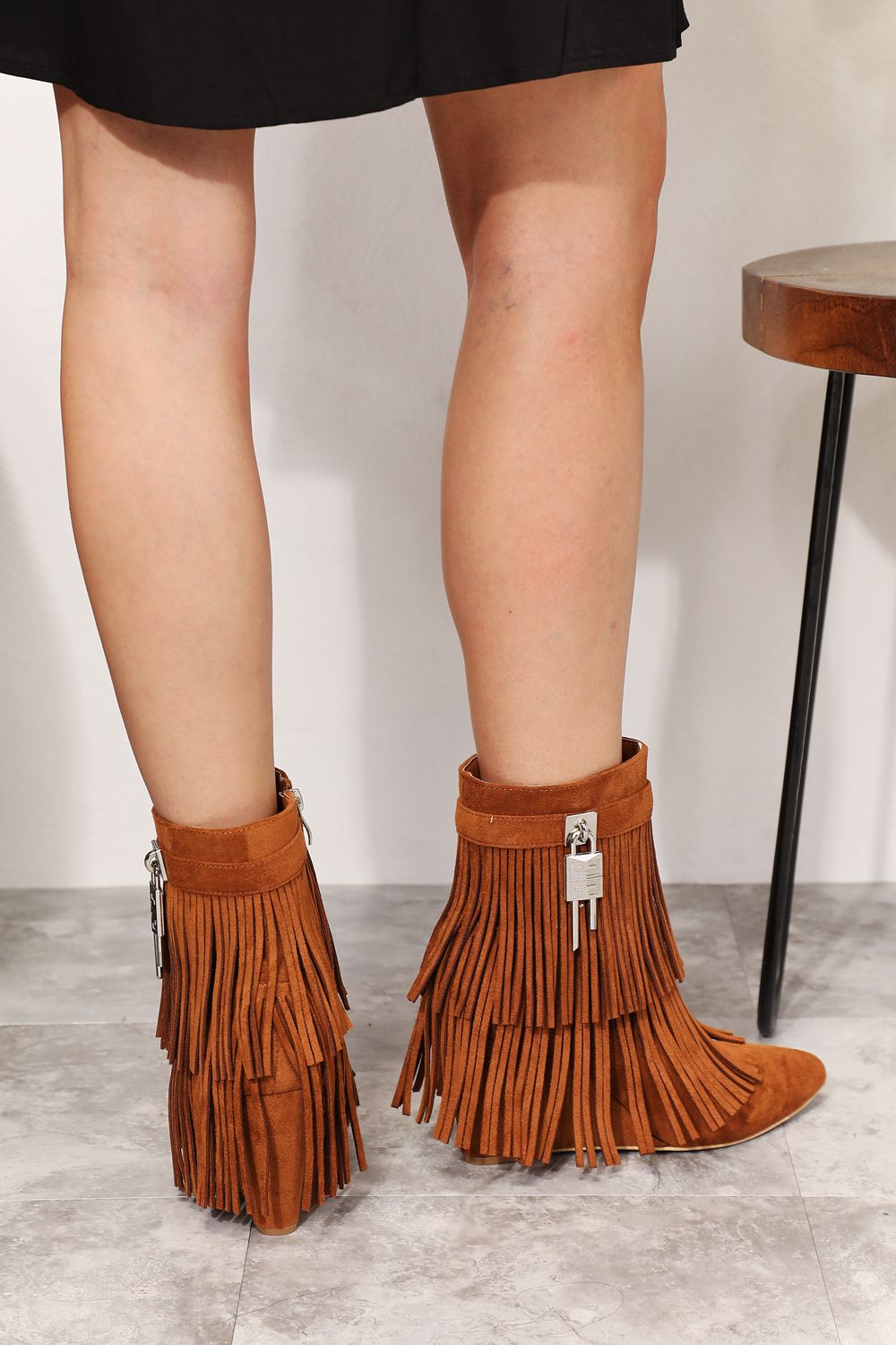 Boho Charm Tassel Wedge Booties