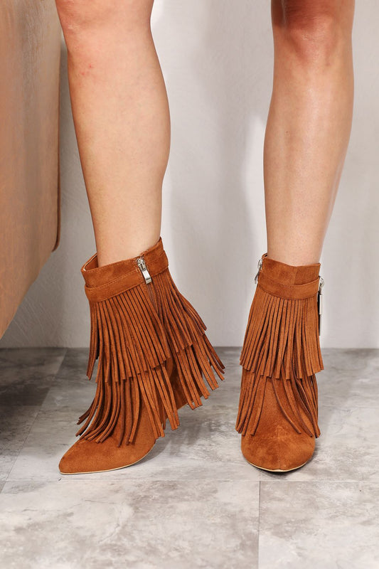 Boho Charm Tassel Wedge Booties